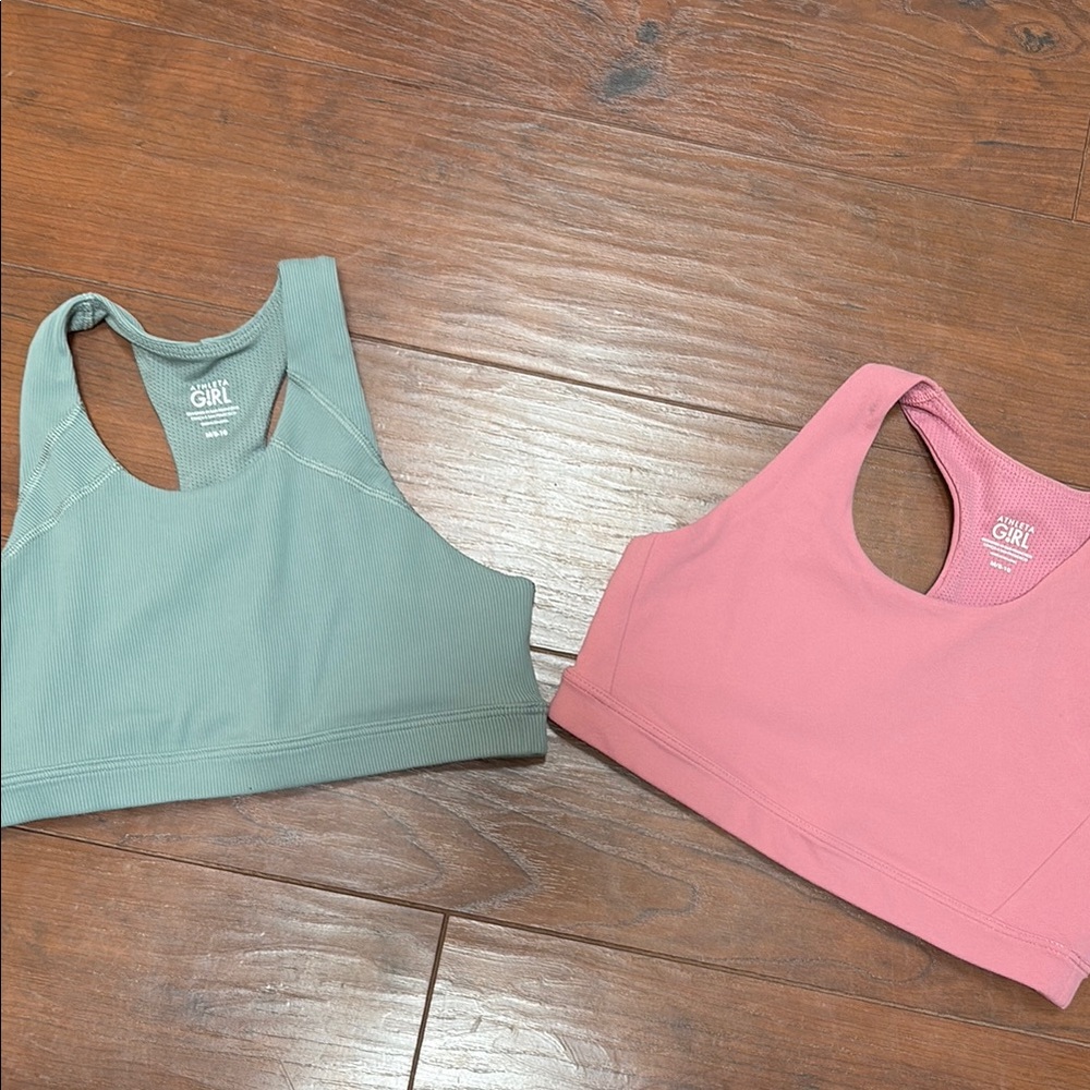 Athleta Girl|Set of Two Sports Bras in Pink and Green|Size M